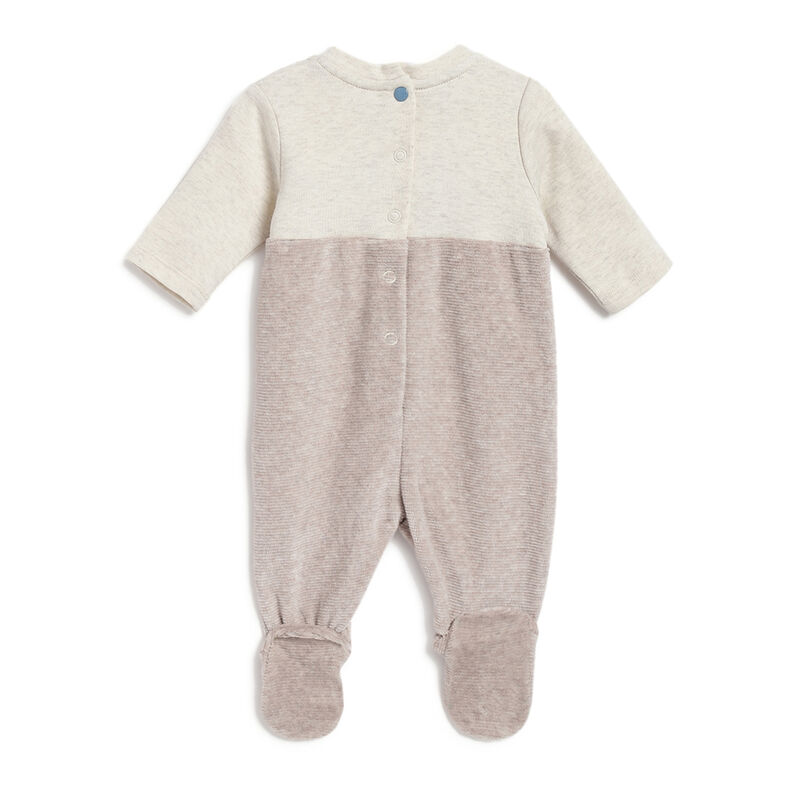 Boys Light Natural Solid Leg Opening Babysuit image number 1